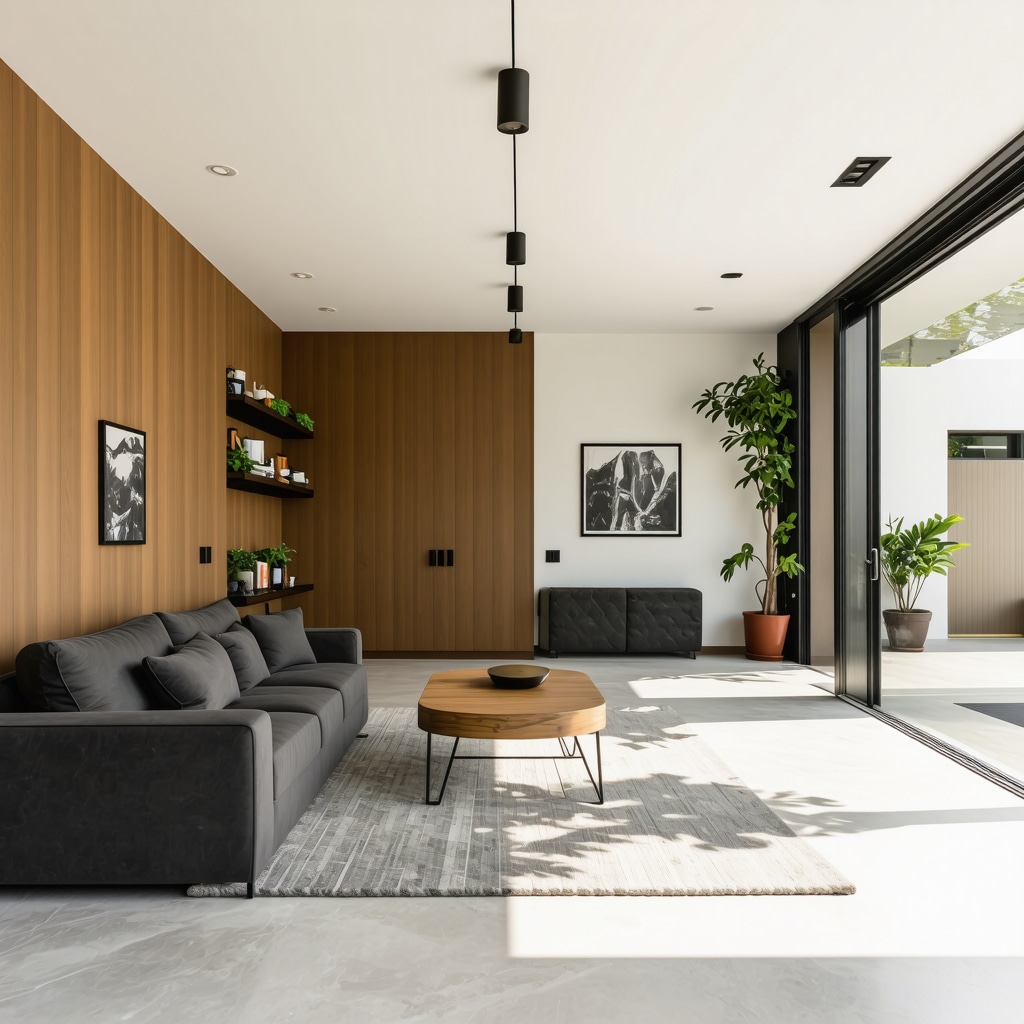 Stylish and functional Tampa garage conversion interior with natural lighting