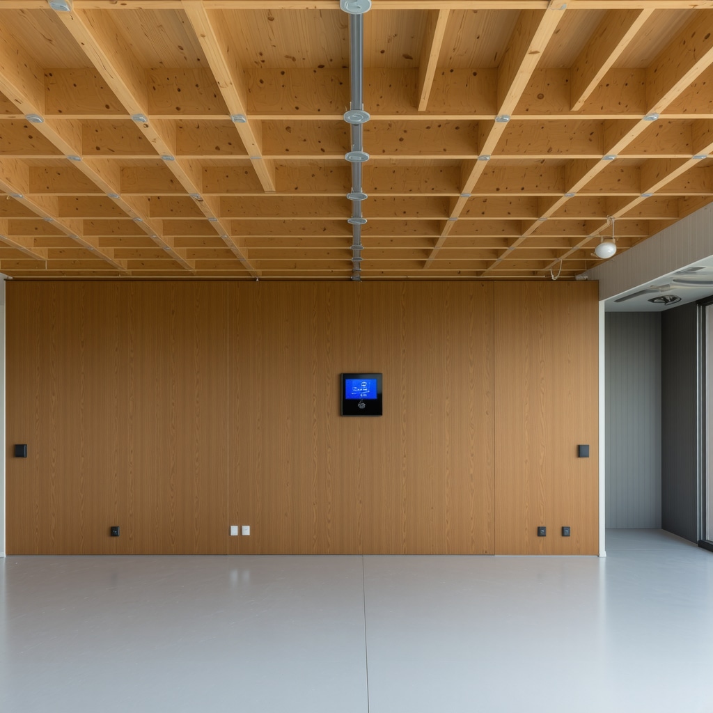 Interior of a stylish Tampa garage conversion showing engineered lumber framing, smart thermostat, and energy-efficient lighting