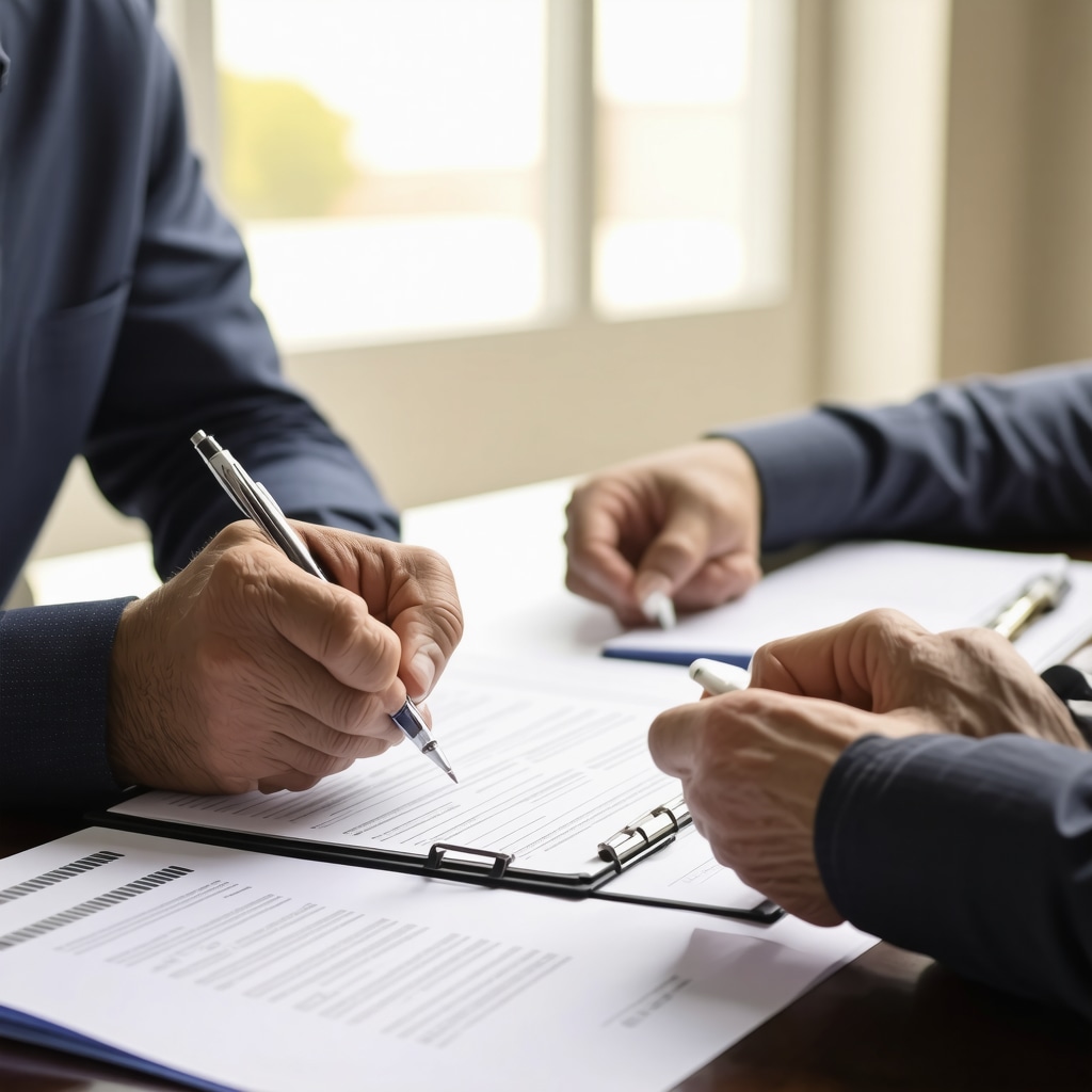Homeowner examining detailed contractor agreement with a Tampa contractor.