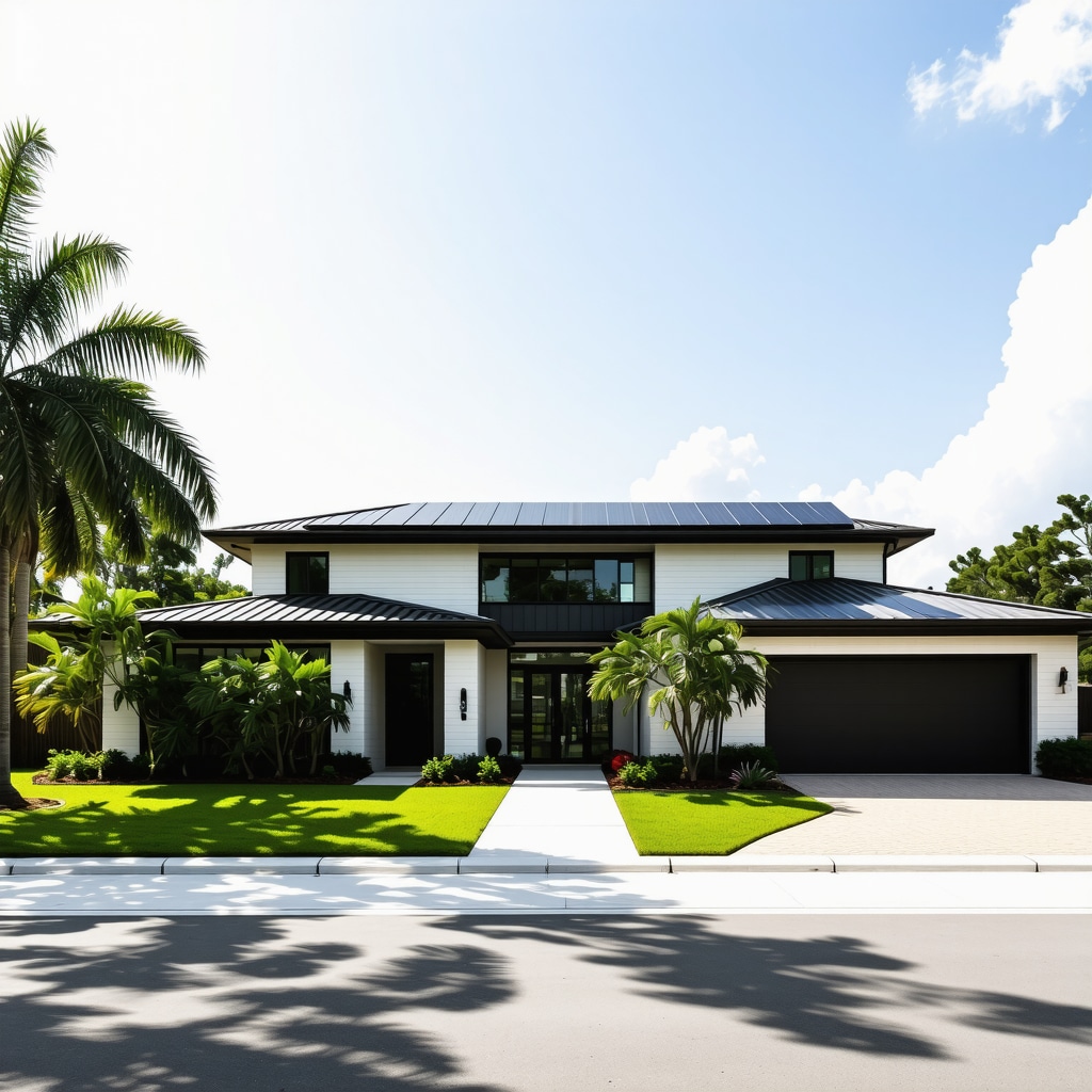 Modern Westchase home exterior combining traditional Florida style with smart home and sustainable materials