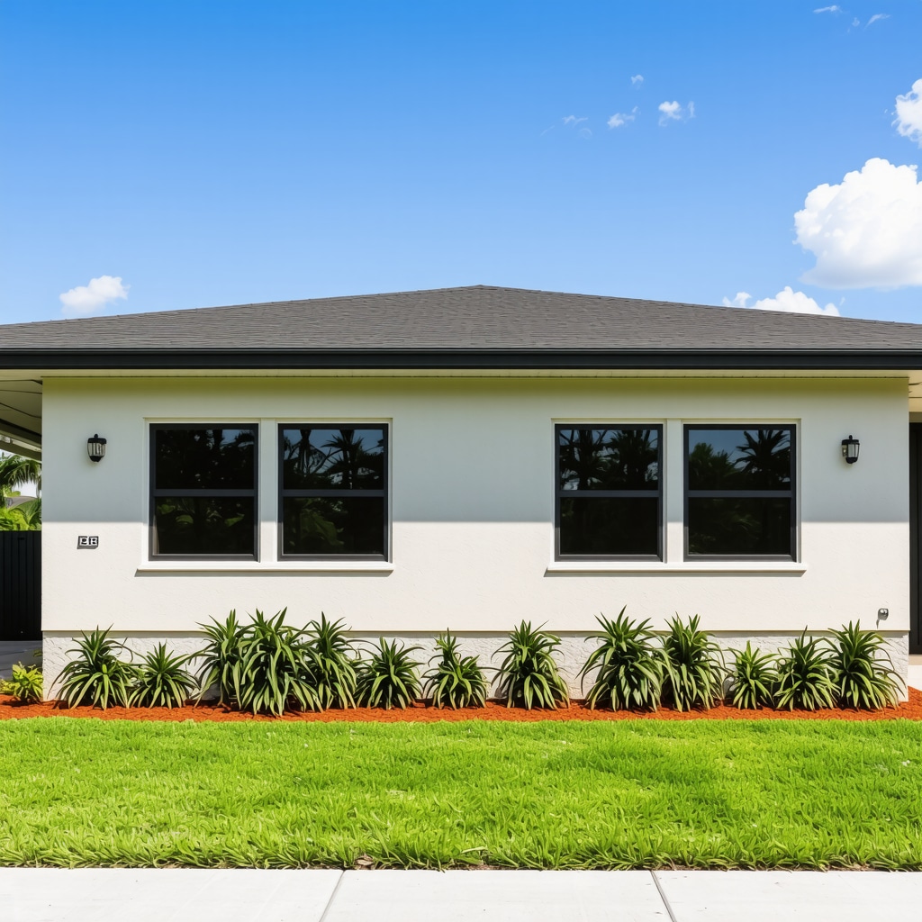 Close-up of composite roofing and impact-resistant windows on a Tampa mobile home, showcasing high-tech storm-proofing solutions.