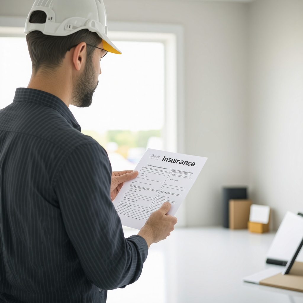 Contractor showing insurance certificate to homeowner during renovation