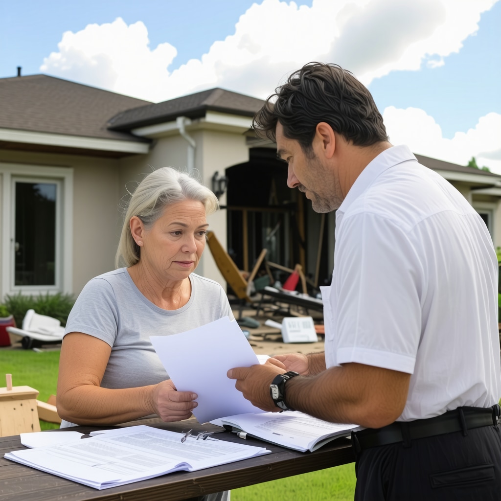 Fire damage contractor explaining insurance process to homeowner in Tampa