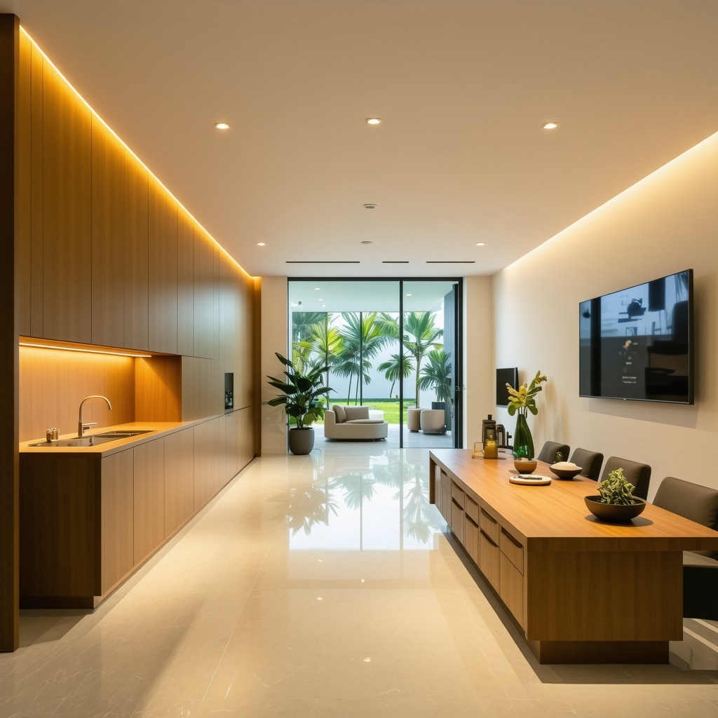 Interior of a modern Tampa home featuring ADA-compliant accessible design with smart technology and high-end finishes